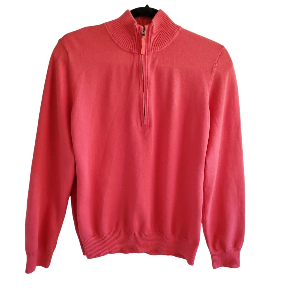 Foxcroft Supima Cotton Half Zip Sweater 2X Coral Orange Mock‎ Neck Pullover Soft